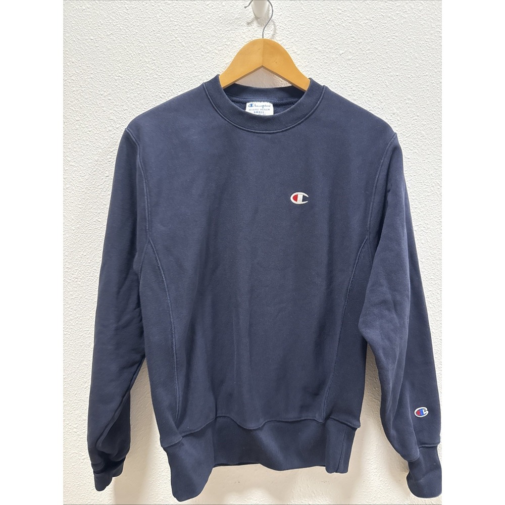 Champion REVERSE WEAVE Women Small SWEATSHIRT PULLOVER CREWECK Navy Blue
